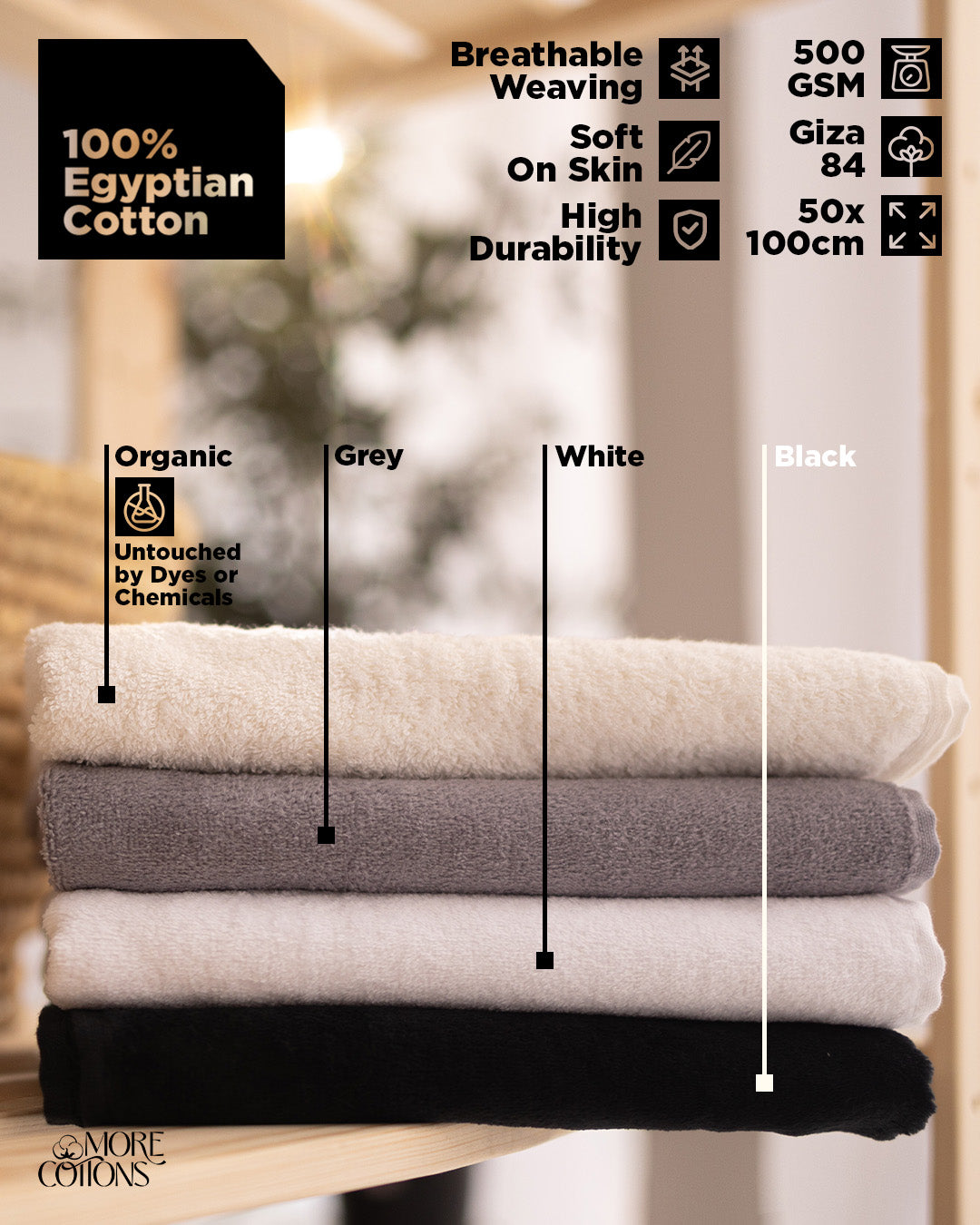 100% Egyptian Cotton Face Towel - Main Image