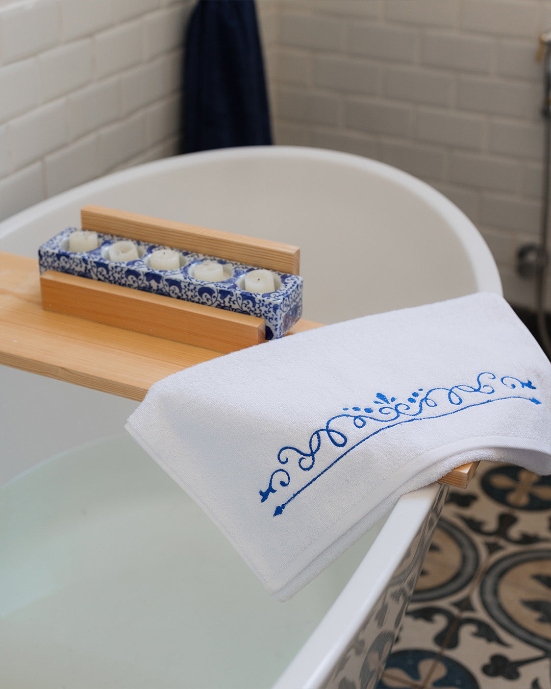 Swirls Embroidered Face Towel