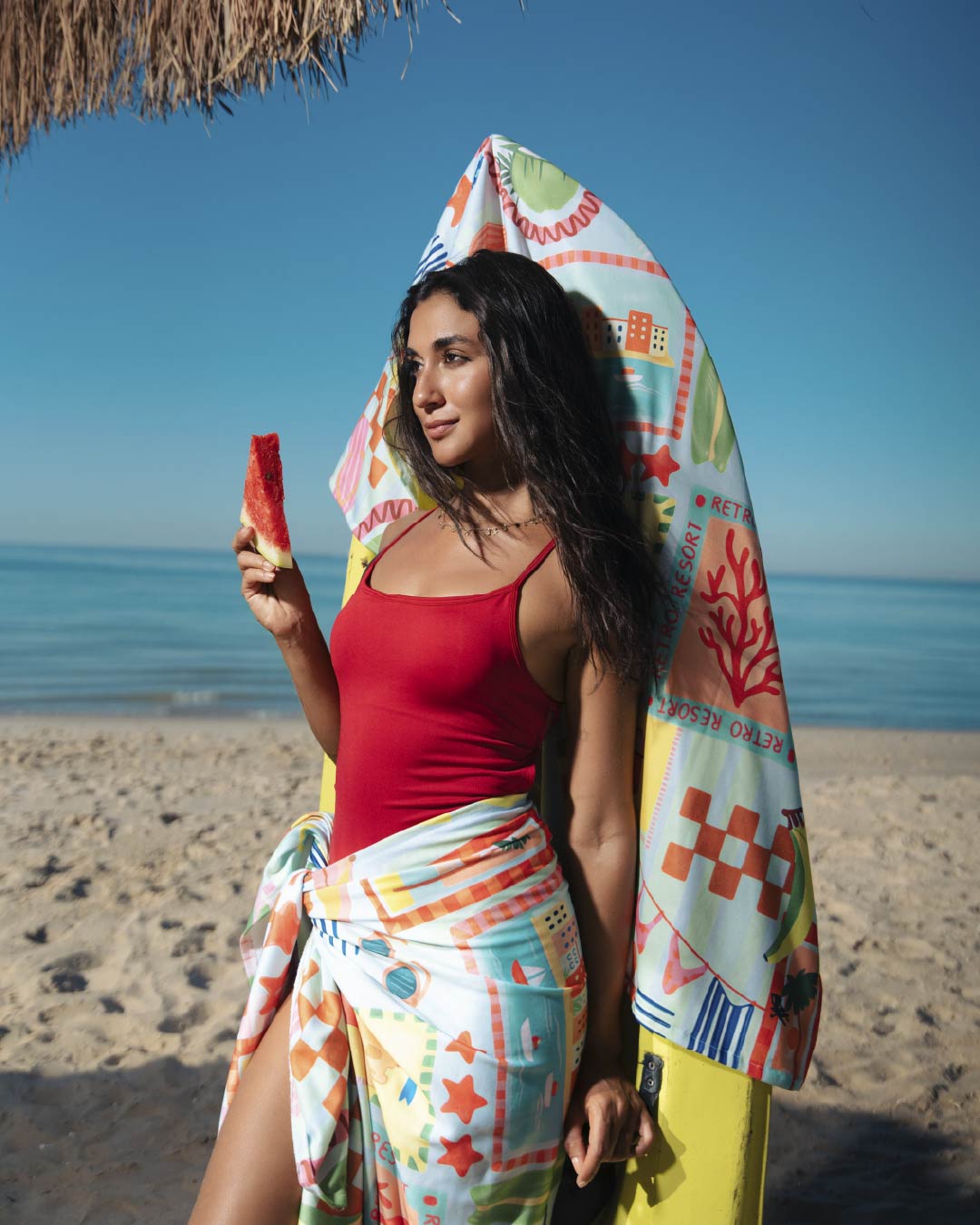 Retro Glow Beach Towel