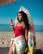 Retro Glow Beach Towel
