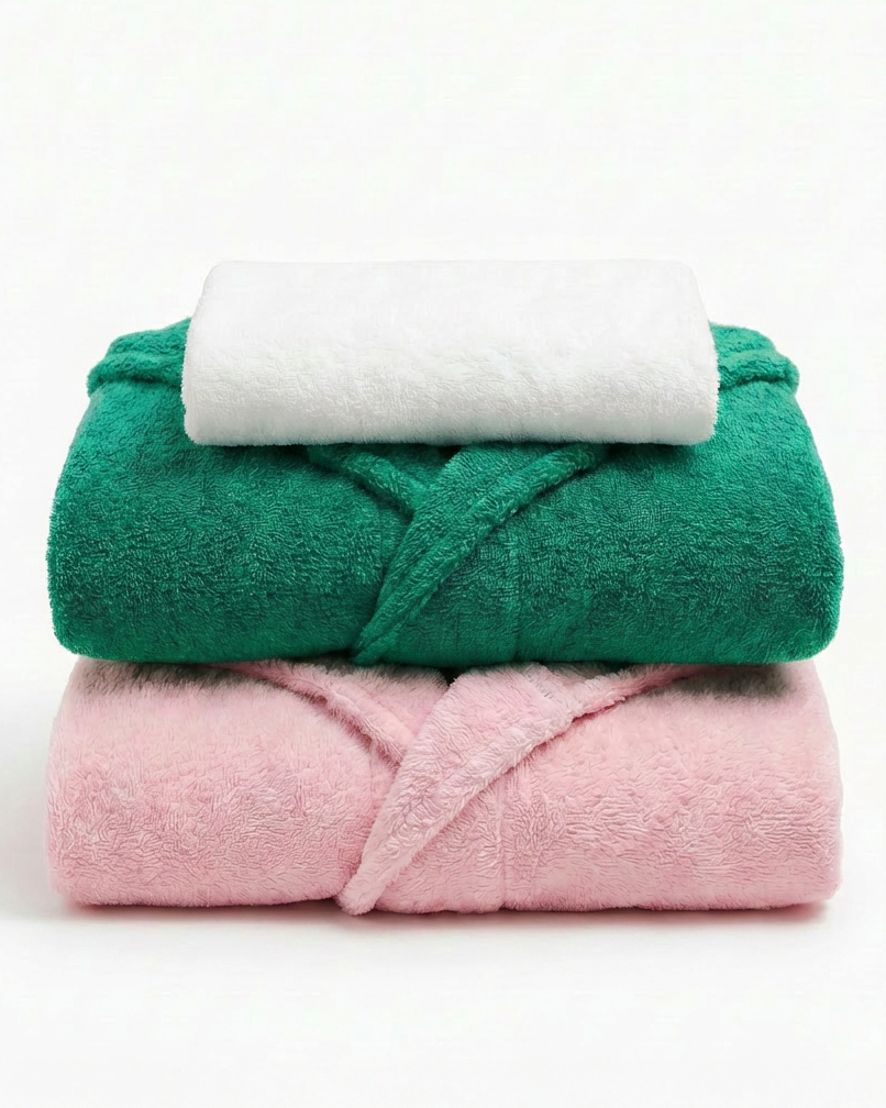 Family Comfort Set (2 Kids Bathrobes + 1 Plain Towel)
