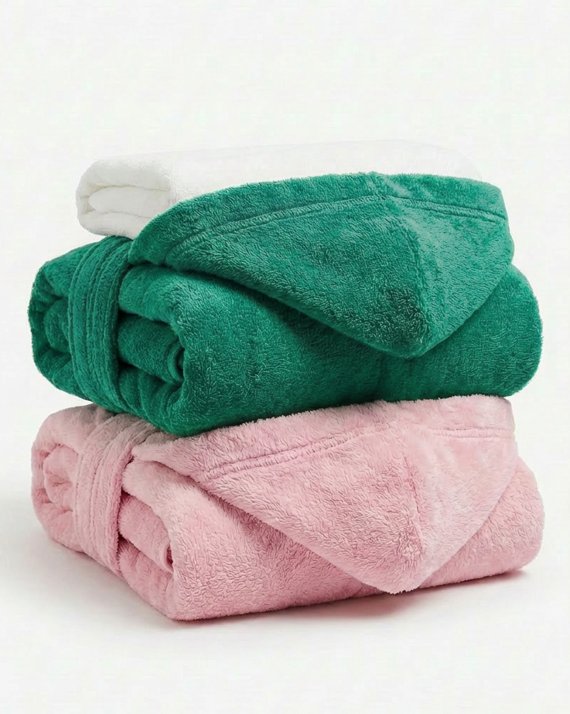 Family Comfort Set (2 Kids Bathrobes + 1 Plain Towel)