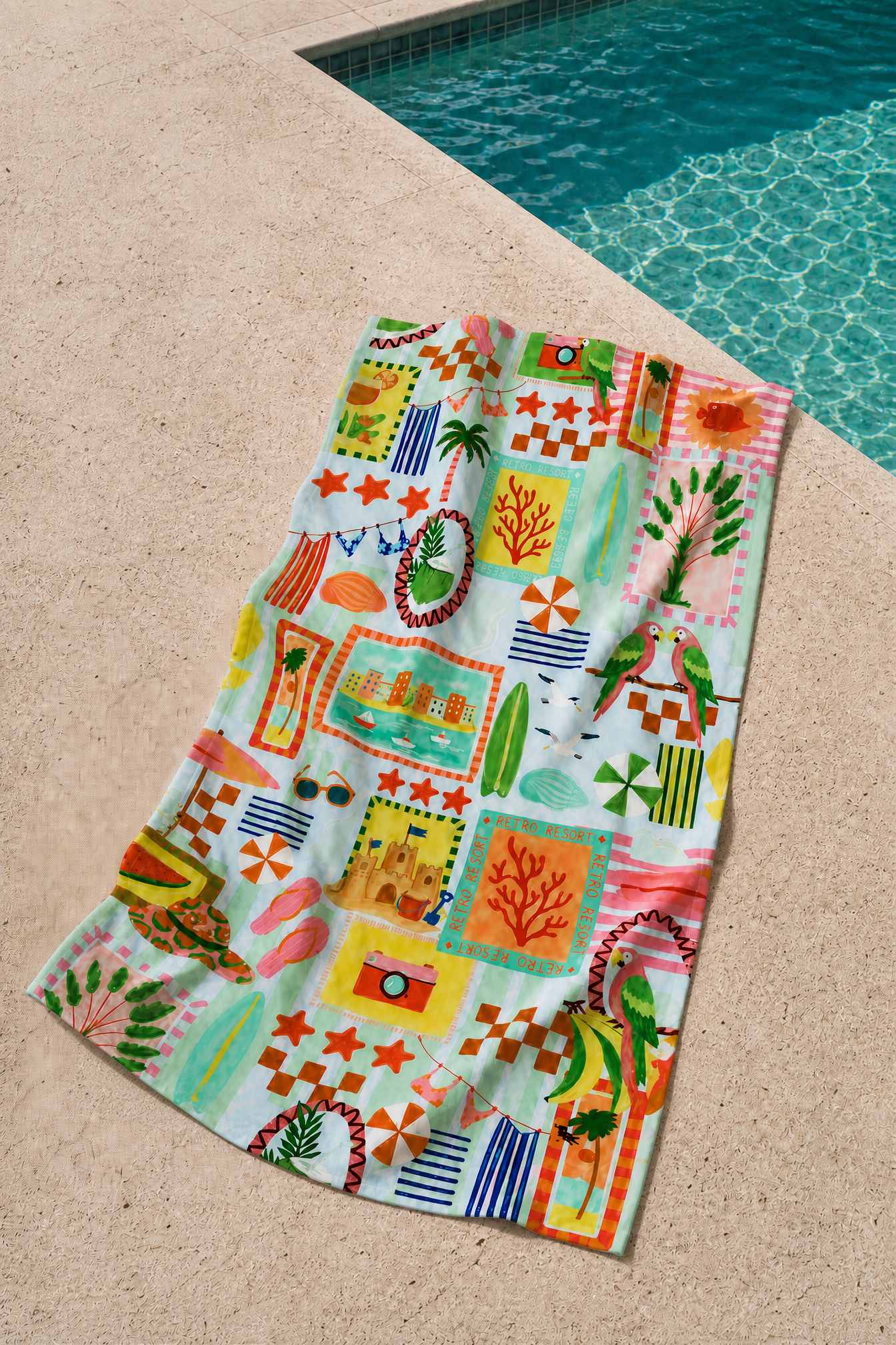Retro Glow Beach Towel