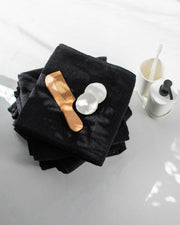 4 Black Face Towels Bundle