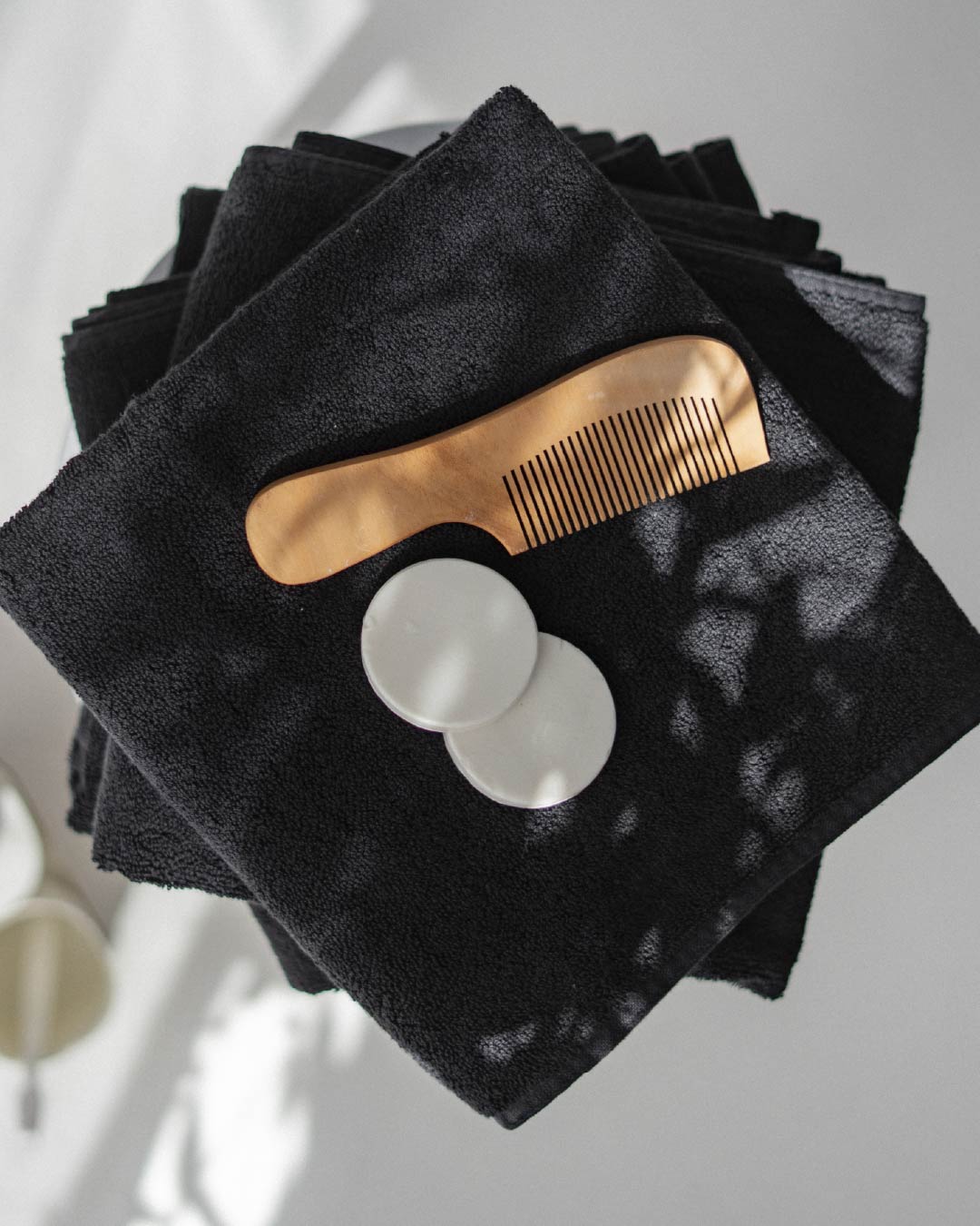 4 Black Face Towels Bundle